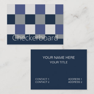 Carte De Visite Damier Bleu Marine Gris Blanc