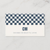 Carte De Visite Damier Bleu Marine Moderne (Dos)