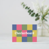 Carte De Visite Damier Bleu Rose Jaune Vert (Debout devant)