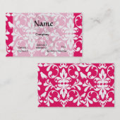 Carte De Visite damier d'oiseau blanc framboise (Devant / Derrière)