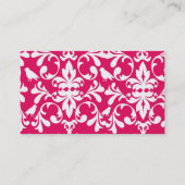Carte De Visite damier d'oiseau blanc framboise (Dos)