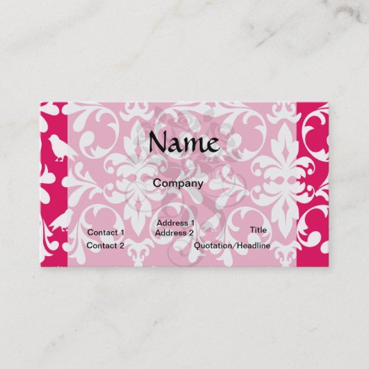 Carte De Visite damier d'oiseau blanc framboise (Devant)