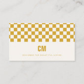 Carte De Visite Damier jaune moutarde (Dos)