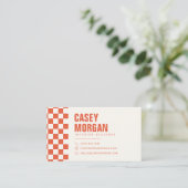 Carte De Visite Damier Moderne Orange Brûlé (Debout devant)