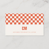 Carte De Visite Damier Moderne Orange Brûlé (Dos)