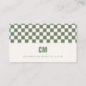 Carte De Visite Damier Moderne Vert Sauge (Dos)
