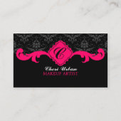 Carte De Visite Damier Monogramme Rose Chaud (Devant)
