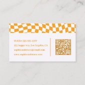 Carte De Visite Damier Orange Rétro avec Code QR (Dos)