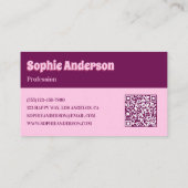 Carte De Visite Damier Rétro Rose et Violet avec Code QR (Dos)