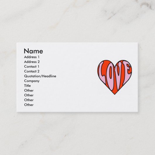 Carte de visite d'amour (Devant)