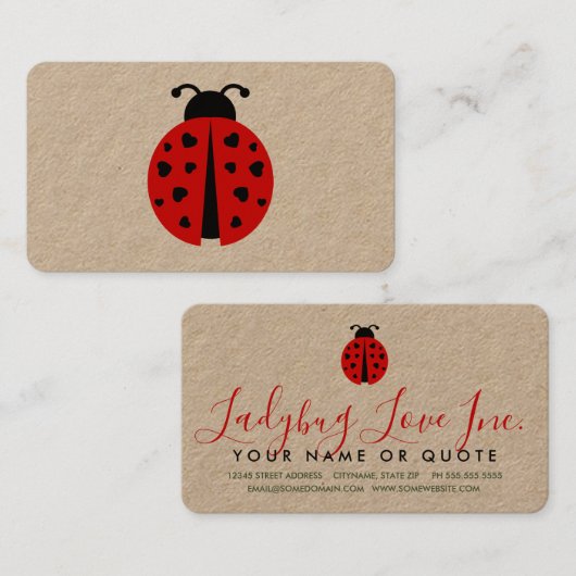 carte de visite d'amour de coccinelle (Devant / Derrière)