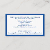 Carte de visite d'analyste du comportement autiste (Dos)