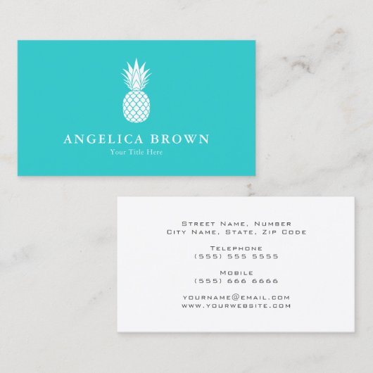 Carte de visite d'ananas blanc (Devant / Derrière)