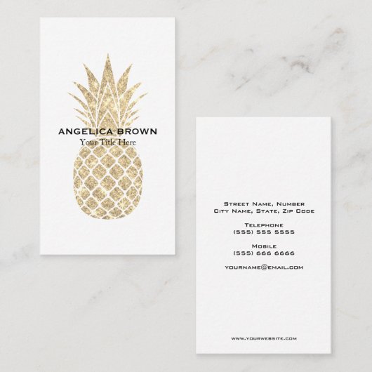 Carte de visite d'ananas Faux Parties scintillant (Devant / Derrière)