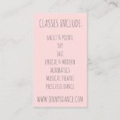 Carte De Visite Dance Studio Professeur Rose Ballet Chaussure Ball (Dos)
