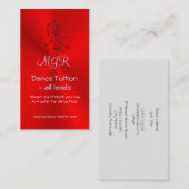 Carte De Visite Dance Tutor, Monogram, Dancers Logo sur Red (Devant / Derrière)