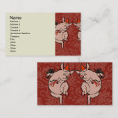 Carte De Visite Dancing Pig Antique Cute Danseuse (Devant / Derrière)