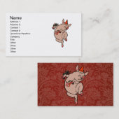 Carte De Visite Dancing Pig Antique Cute Danseuse (Devant / Derrière)