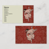 Carte De Visite Dancing Pig Antique Cute Danseuse (Devant / Derrière)
