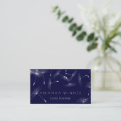Carte De Visite Dandelion Confetti Blue Navy Événement blanc (Debout devant)