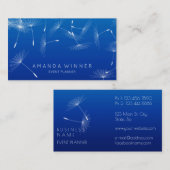 Carte De Visite Dandelion Confetti Cobalt Blue Glam Ombre Event (Devant / Derrière)