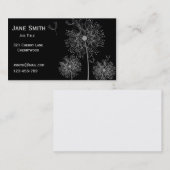 Carte De Visite Dandelion noir et blanc élégant personnalisable (Devant / Derrière)