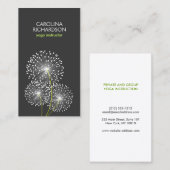 CARTE DE VISITE DANDELIONS BLANCS ENSEIGNANT YOGA, INSTRUCTEUR YOG (Devant / Derrière)