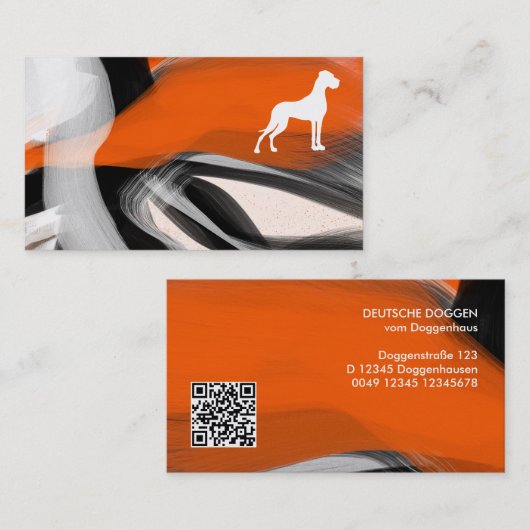 Carte De Visite Dane moderne abstrait Orange (Devant / Derrière)