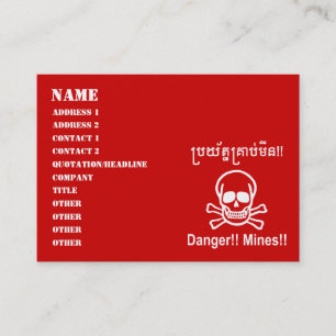 Carte De Visite Danger ! ! Les mines ! ! SYMBOLE ☠ Cambodgien Kh