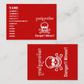 Carte De Visite Danger ! ! Les mines ! ! SYMBOLE ☠ Cambodgien Khme (Devant / Derrière)
