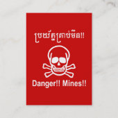 Carte De Visite Danger ! ! Les mines ! ! SYMBOLE ☠ Cambodgien Khme (Dos)