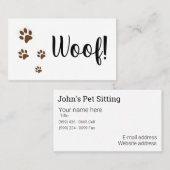 Carte de visite d'animal familier (Devant / Derrière)