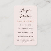 Carte De Visite Danse d'enseignant de ballet moderne Ballerina Ill (Dos)