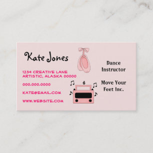 Carte De Visite Danse Musique Radio Ballet Rose Noir Stylo Cute