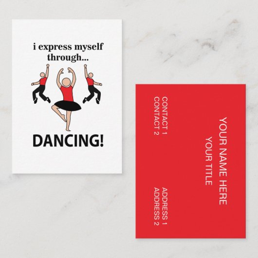 Carte De Visite Danser Je Me Express En Dansant (Devant / Derrière)