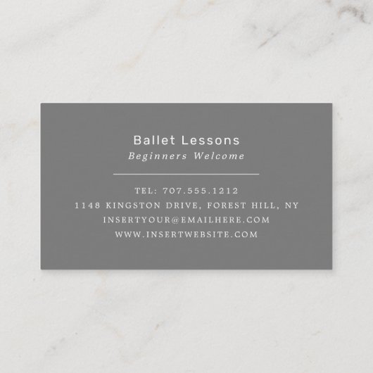 Carte De Visite Danseur de ballet, Instructeur de danse, Danseuse (Dos)