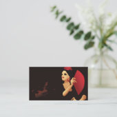 Carte De Visite Danseur de flamenco espagnol avec ventilateur noir (Debout devant)