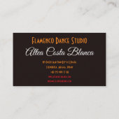Carte De Visite Danseur de flamenco espagnol avec ventilateur noir (Dos)