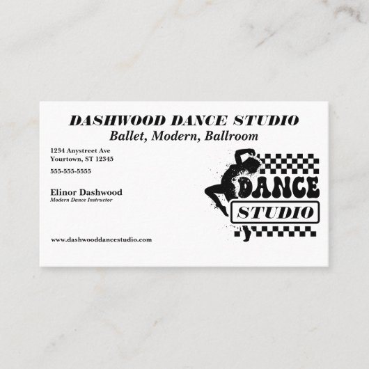 Carte De Visite Danseur Moderne avec Frame Dance Studio (Devant)