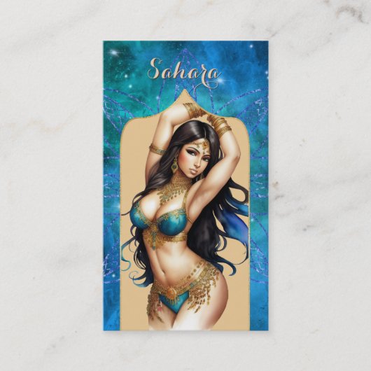 Carte De Visite Danseuse du ventre bleu turquoise marocain (Devant)
