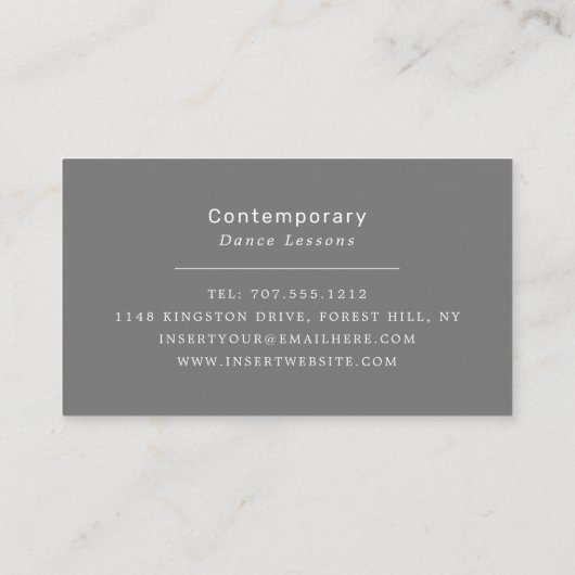 Carte De Visite Danseuse, Instructrice de danse, danseuse (Dos)