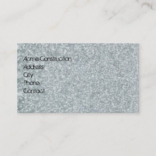 Carte de visite d'apparence métallique galvanisé (Devant)
