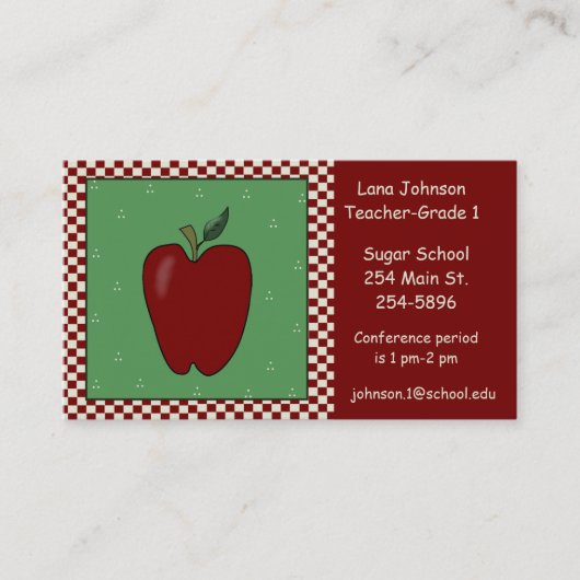 Carte de visite d'Apple de professeurs (Devant)