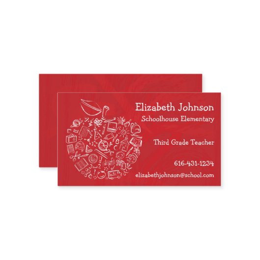 Carte de visite d'Apple de professeurs (Devant/Arrière en situation)