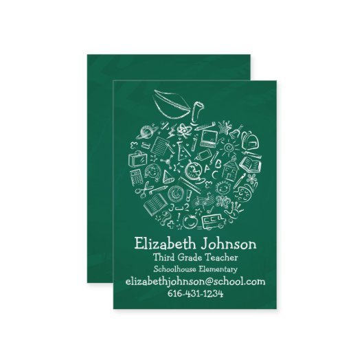 Carte de visite d'Apple de professeurs (Devant/Arrière en situation)