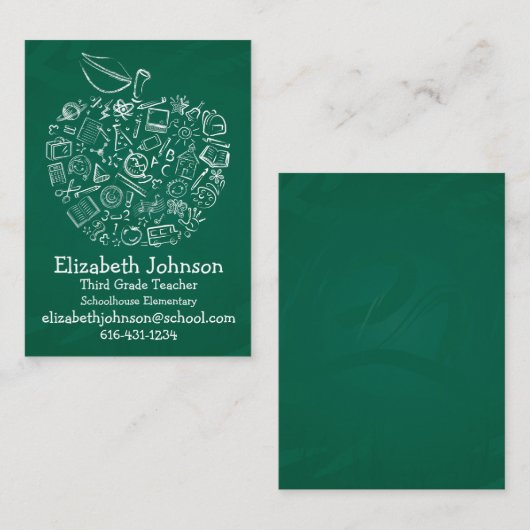 Carte de visite d'Apple de professeurs (Devant / Derrière)