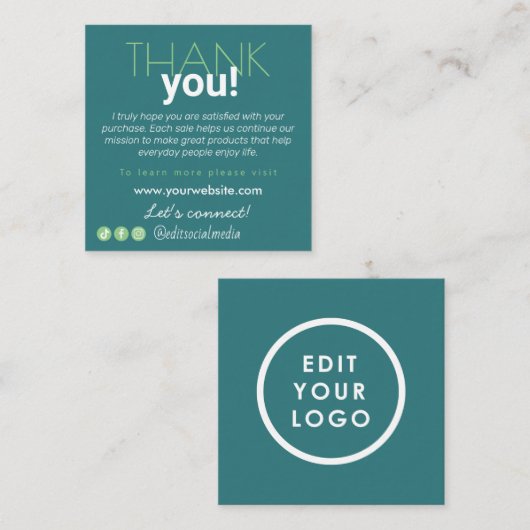 Carte de visite d'appréciation du client (Devant / Derrière)