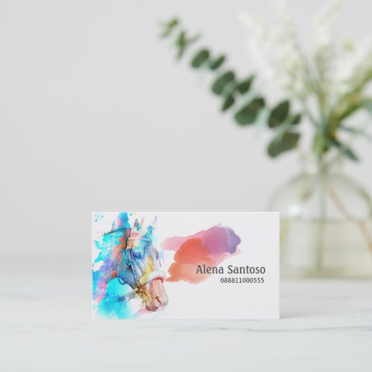 Carte de visite d'aquarelle (Debout devant)