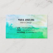 Carte de visite d'aquarelle abstrait bleu vert (Dos)