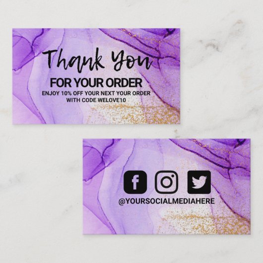 Carte de visite d'aquarelle Abstrait violet (Devant / Derrière)